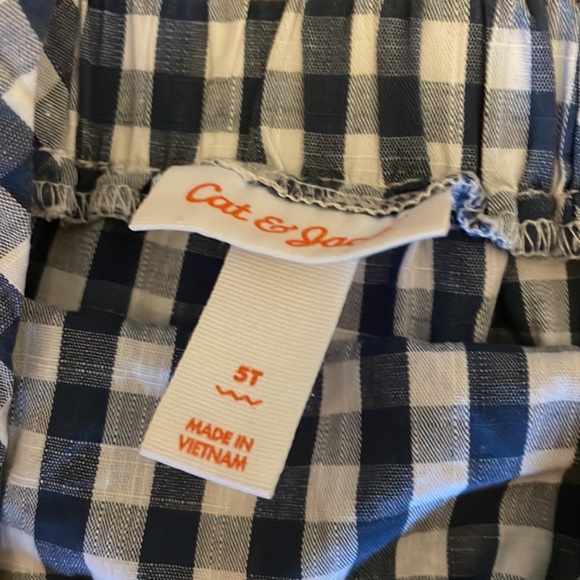 Cat & Jack midi length tiered navy gingham patterned dress. Size 5t. - Picture 3 of 4